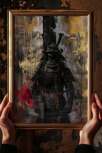 Gold Leaf Street Samurai Print - Mixed Media Poster | Samurai Legacy