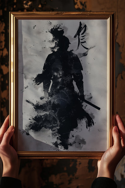 Kanji Calligraphy Samurai Print - Sumi Ink Wash Art | Samurai Legacy
