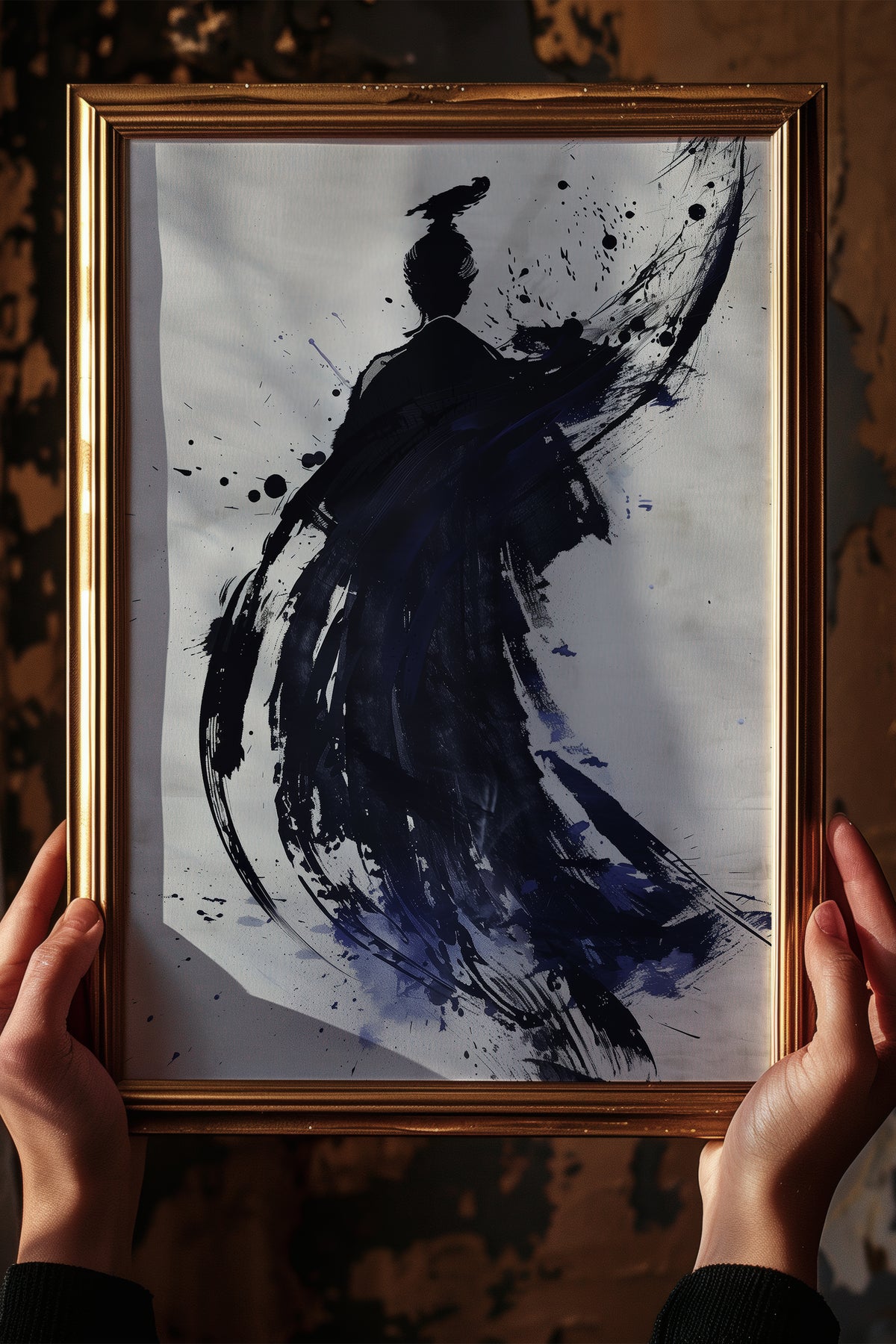 Sumi-e Crow Samurai Print - Ink Wash Brushstroke Poster | Samurai Legacy