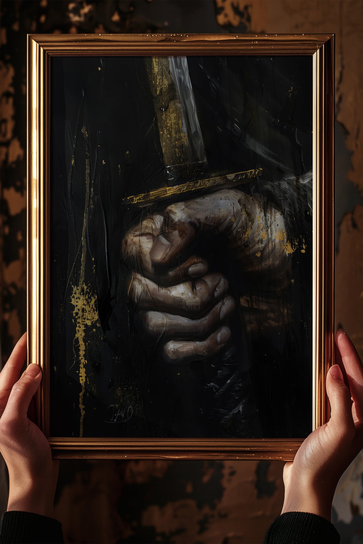 Katana Sword Hand Gold Art Print - Oil Painting style | Samurai Legacy