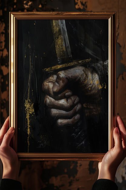 Katana Sword Hand Gold Art Print - Oil Painting style | Samurai Legacy