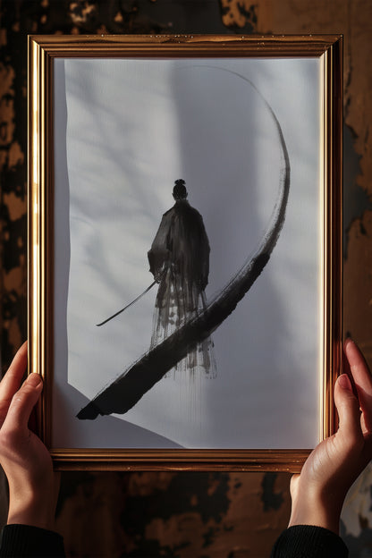 Enso Crescent Samurai Print - Minimalist Ink Poster | Samurai Legacy