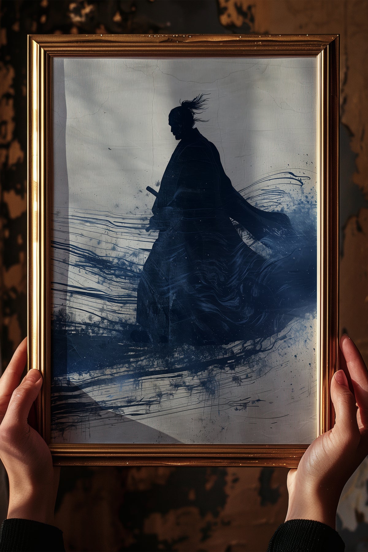 Walking Samurai Silhouette Art Print - Indigo Ink Movement | Samurai Legacy