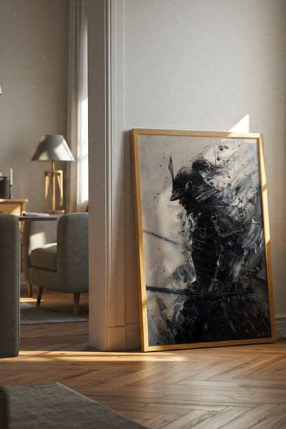 Silver Wash Samurai Profile Print - Charcoal Poster | Samurai Legacy