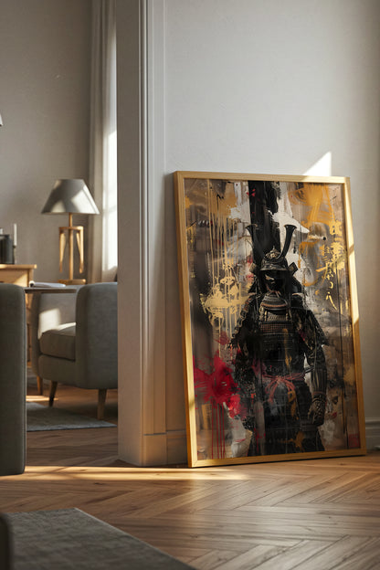 Gold Leaf Street Samurai Print - Mixed Media Poster | Samurai Legacy