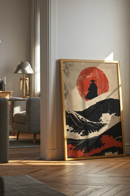 Great Wave Samurai Silhouette Print - Woodblock Art | Samurai Legacy