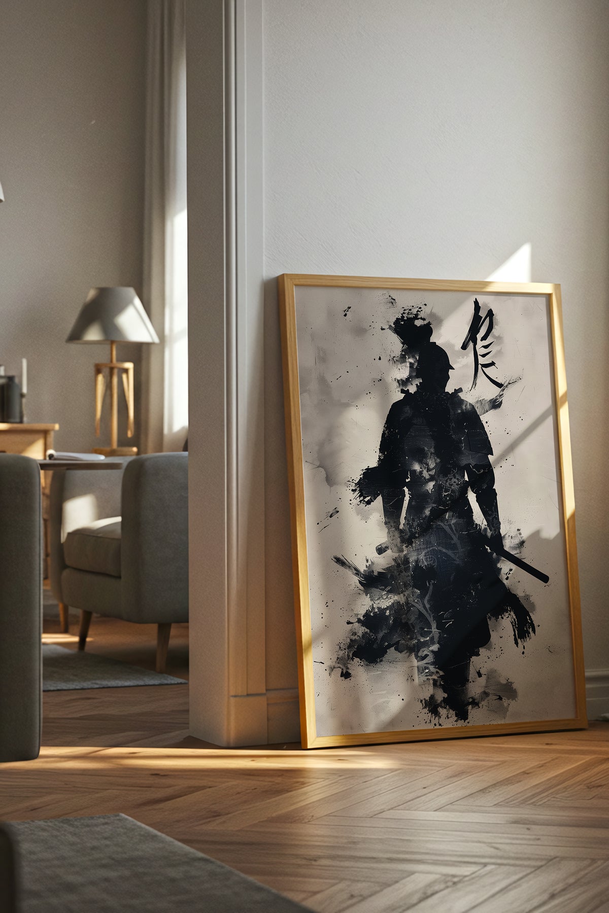 Kanji Calligraphy Samurai Print - Sumi Ink Wash Art | Samurai Legacy