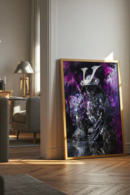 Chrome Prism Samurai Print - Violet Metallic Reflection Poster | Samurai Legacy