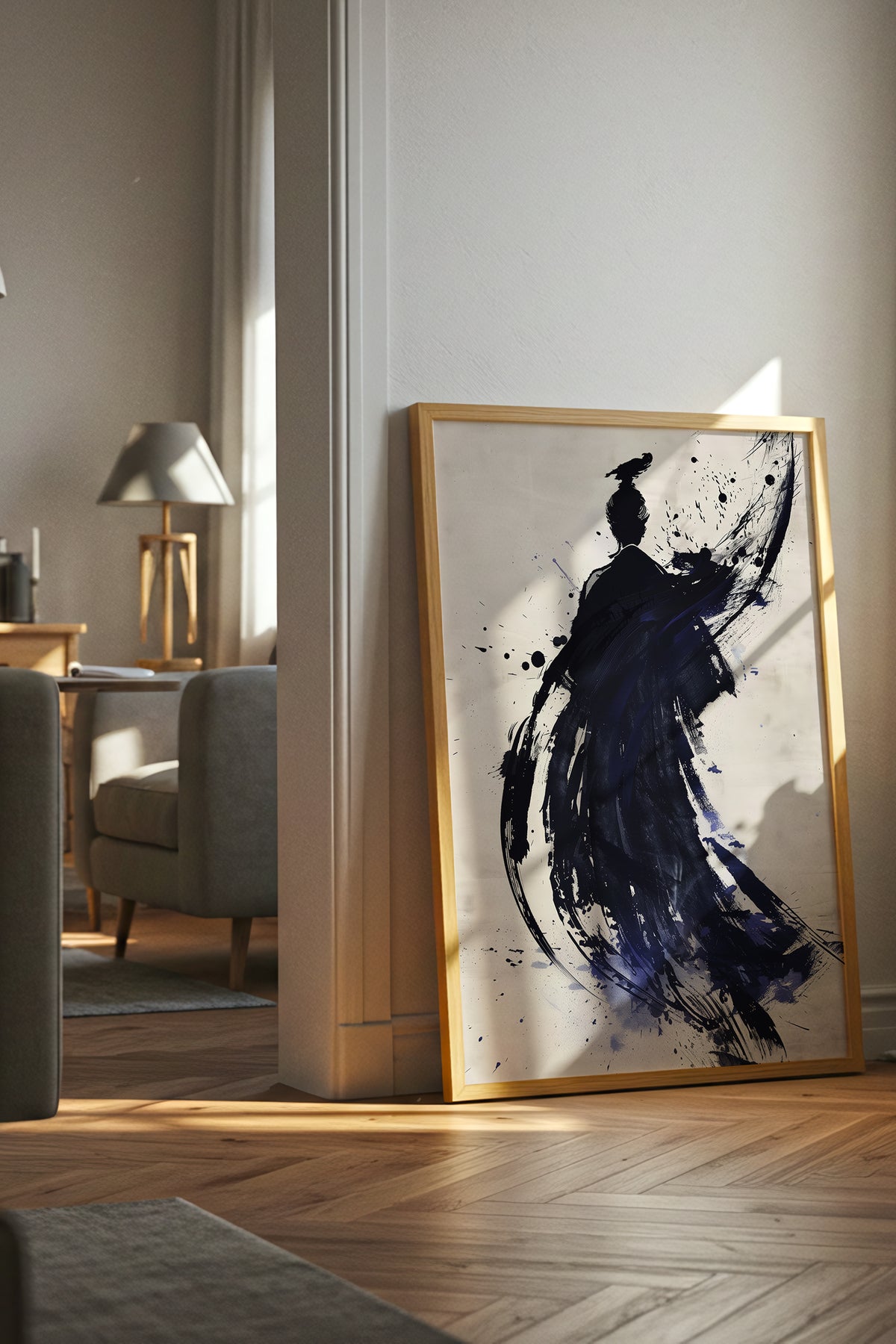 Sumi-e Crow Samurai Print - Ink Wash Brushstroke Poster | Samurai Legacy