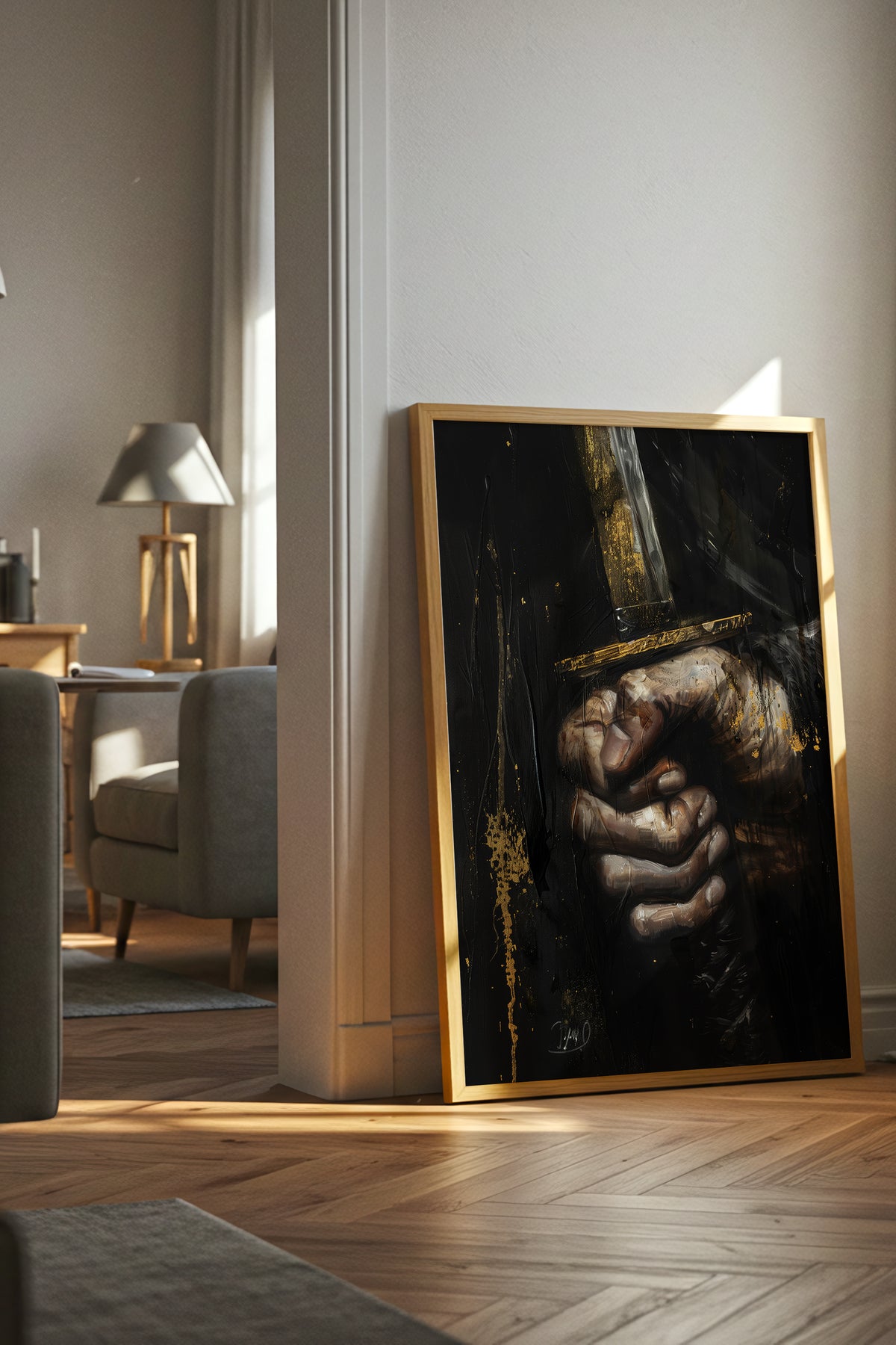 Katana Sword Hand Gold Art Print - Oil Painting style | Samurai Legacy