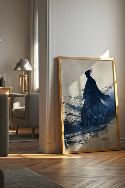 Walking Samurai Silhouette Art Print - Indigo Ink Movement | Samurai Legacy