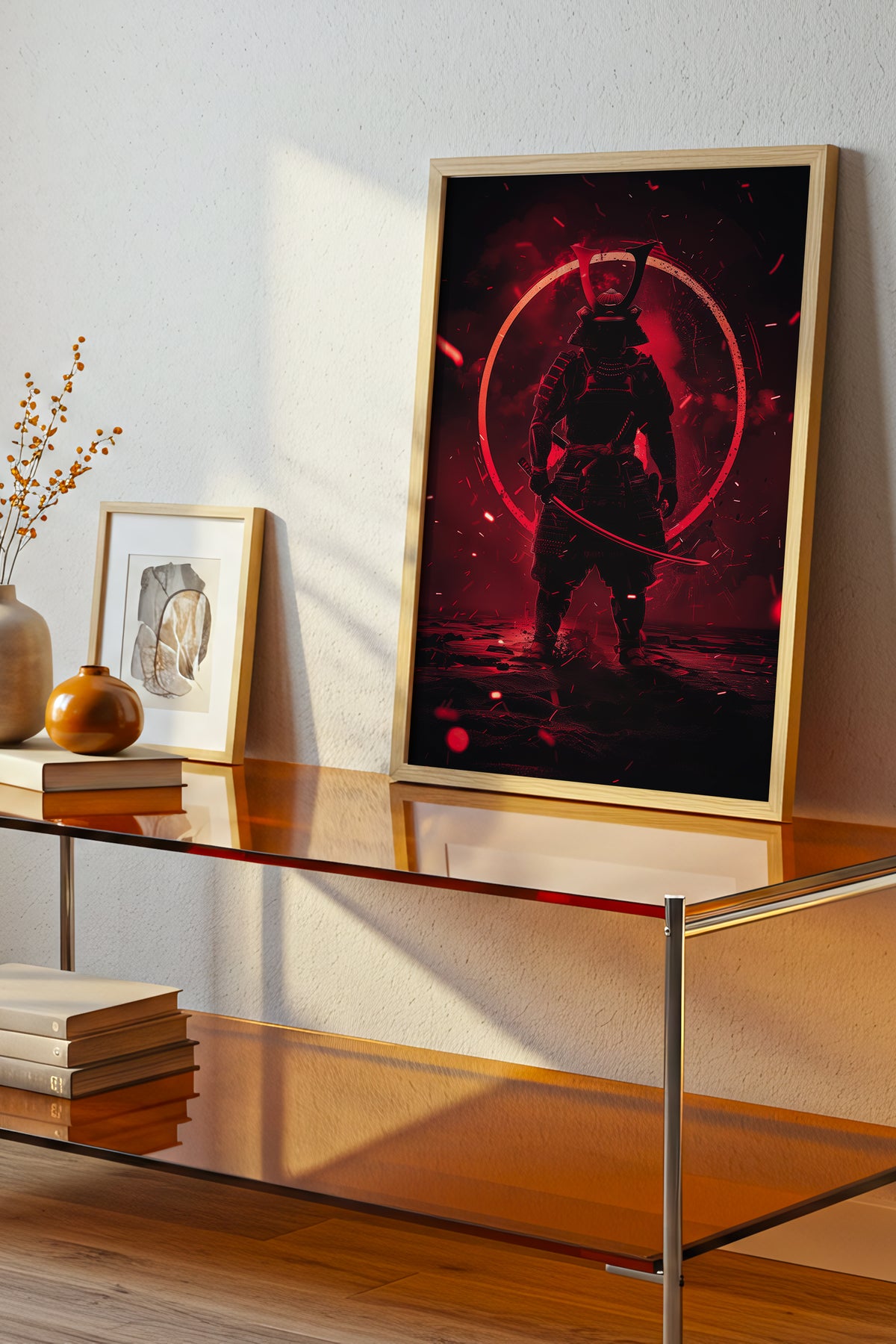 Crimson Aura Samurai Armor Print - Dark Red Art | Samurai Legacy