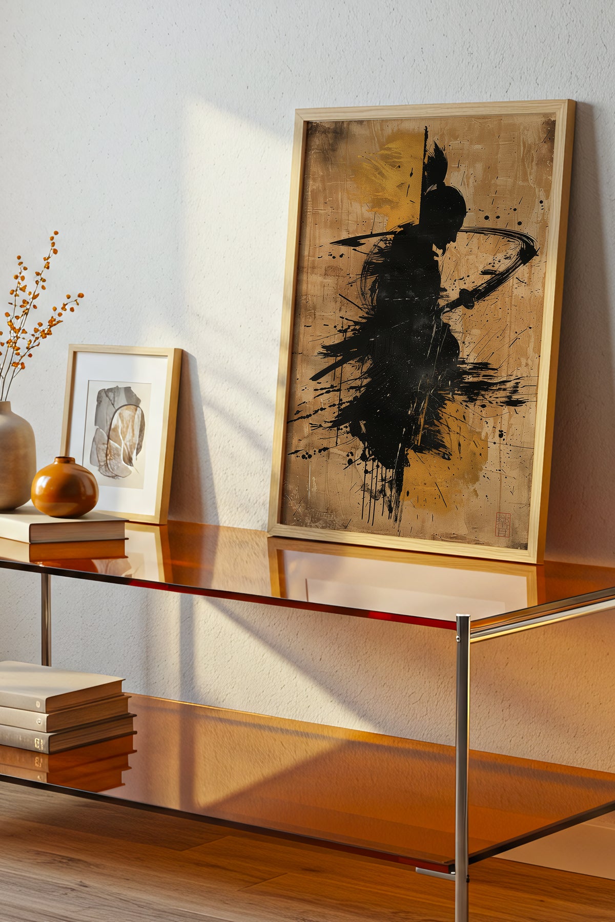 Gold Leaf Calligraphy Samurai Print - Sumi Art Poster | Samurai Legacy