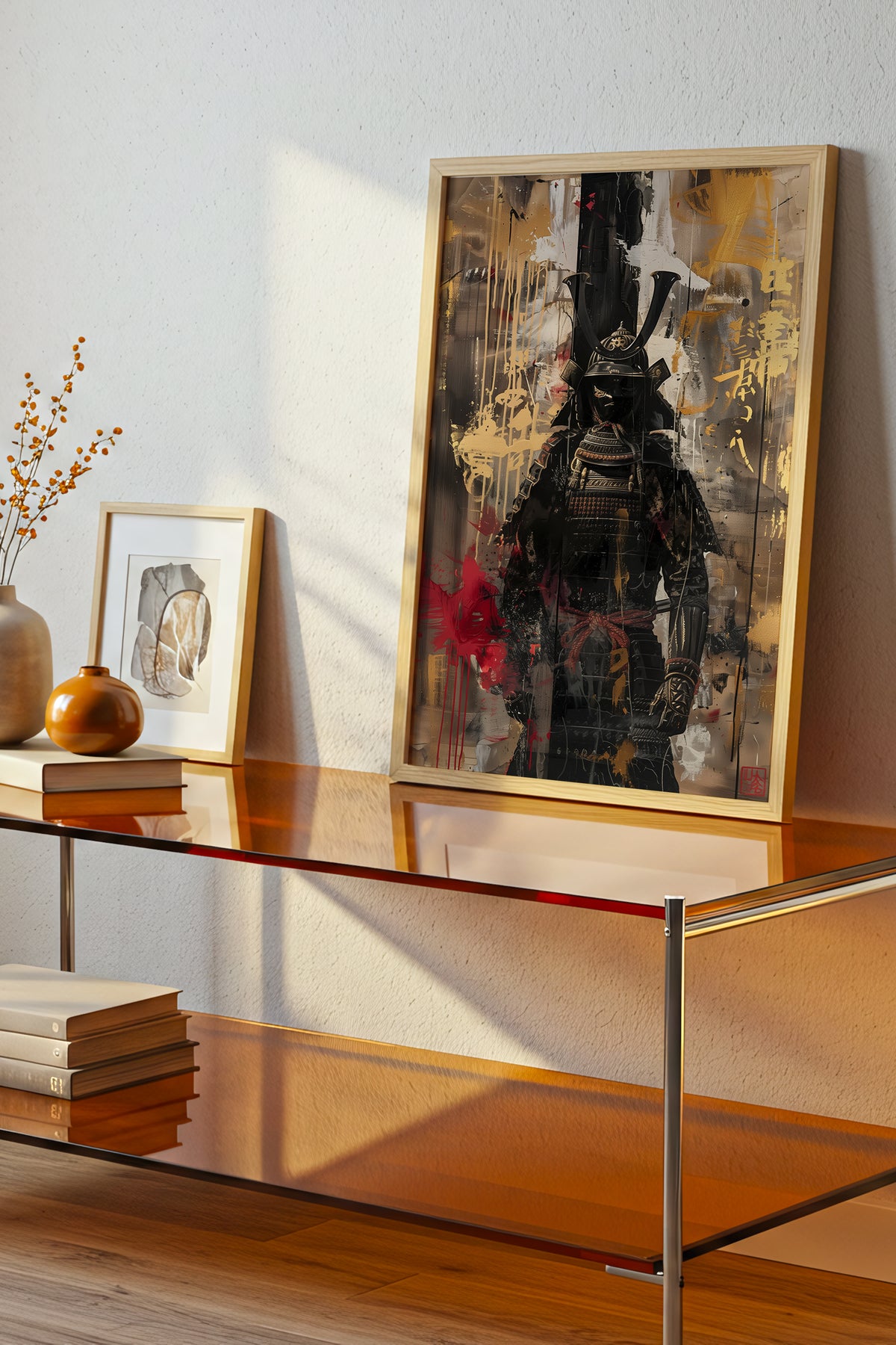 Gold Leaf Street Samurai Print - Mixed Media Poster | Samurai Legacy