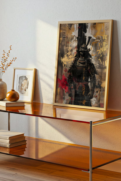Gold Leaf Street Samurai Print - Mixed Media Poster | Samurai Legacy