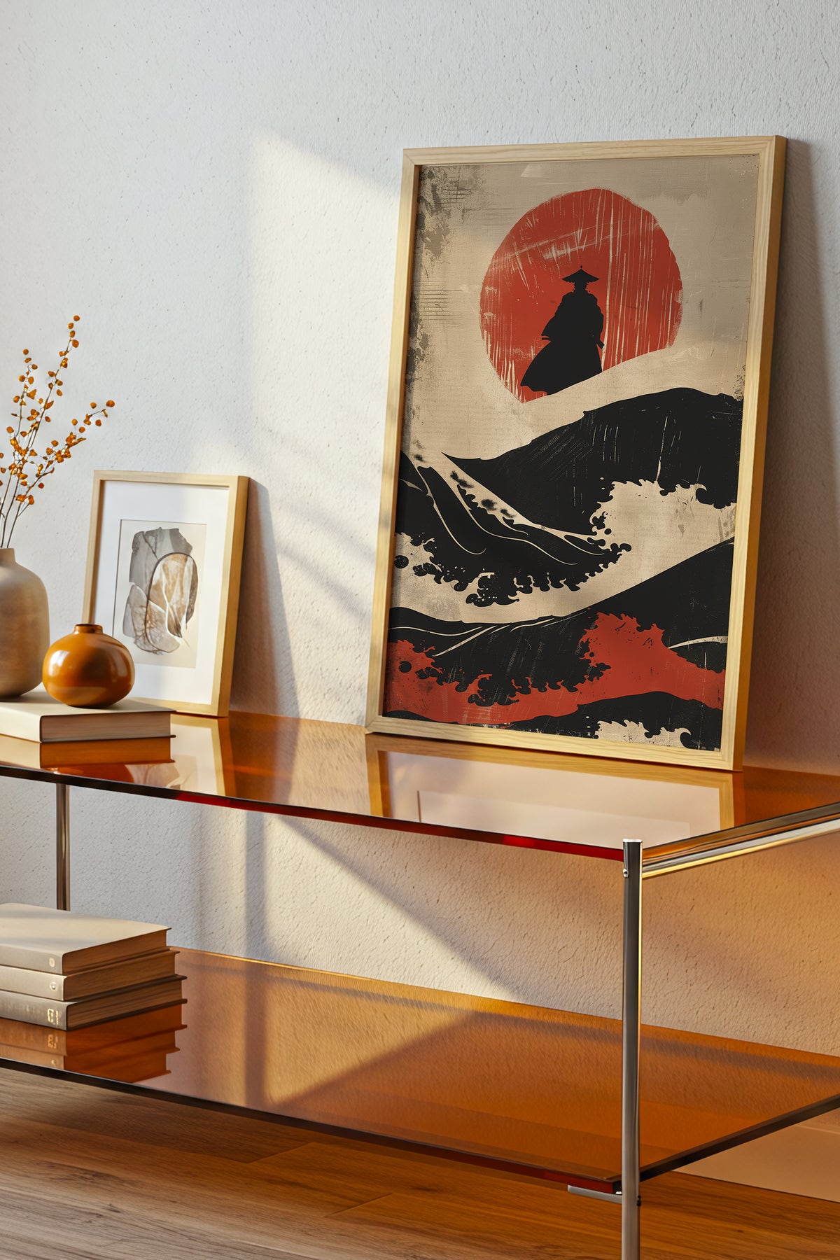 Great Wave Samurai Silhouette Print - Woodblock Art | Samurai Legacy