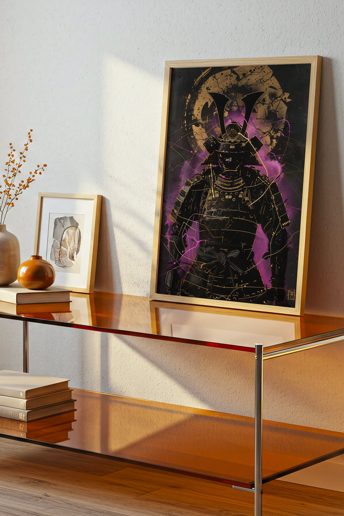 Neon Purple Samurai Print - Cyberpunk Shogun Art | Samurai Legacy