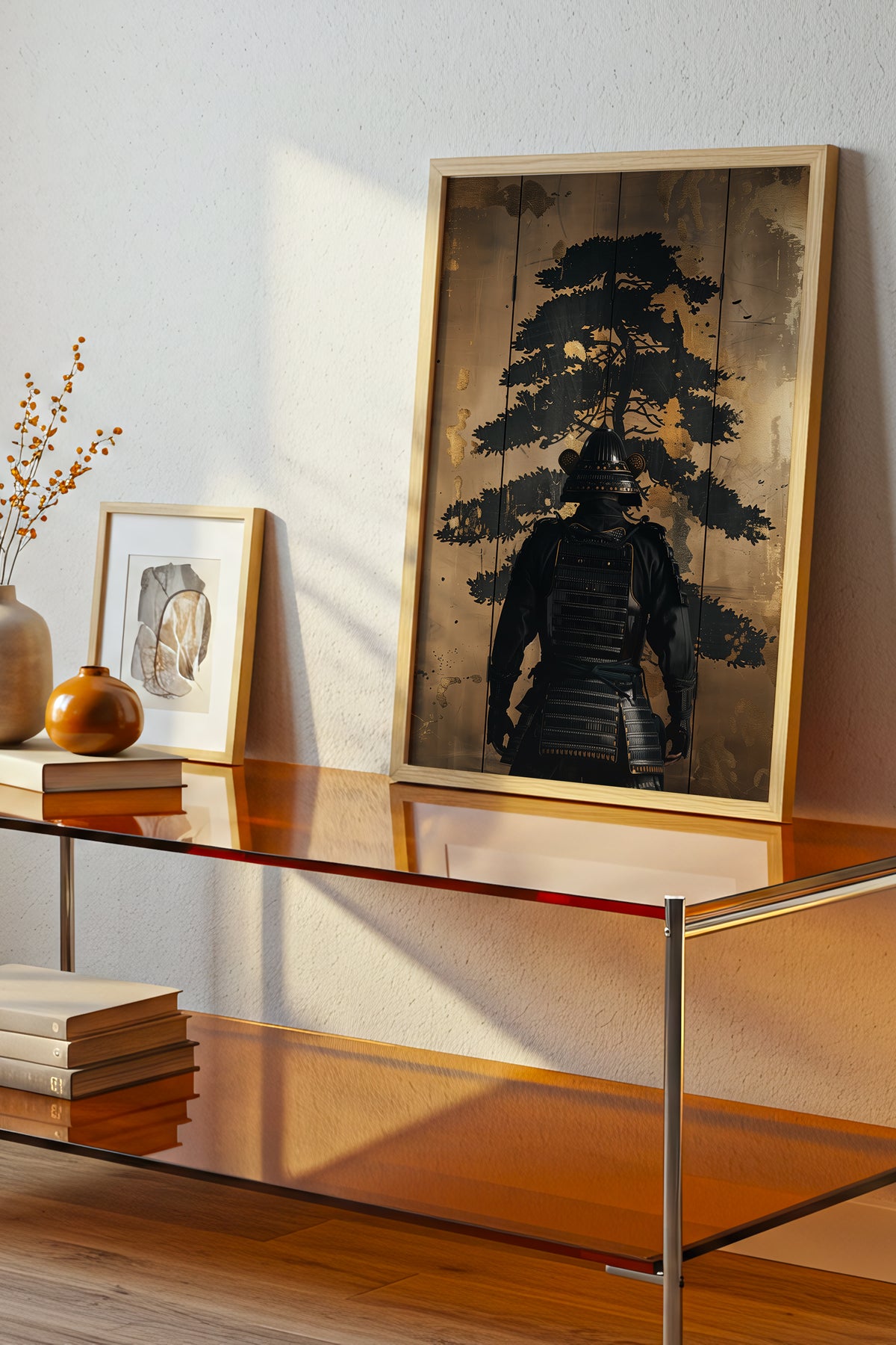 Golden Pine Samurai Screen Print - Folding Screen Art | Samurai Legacy