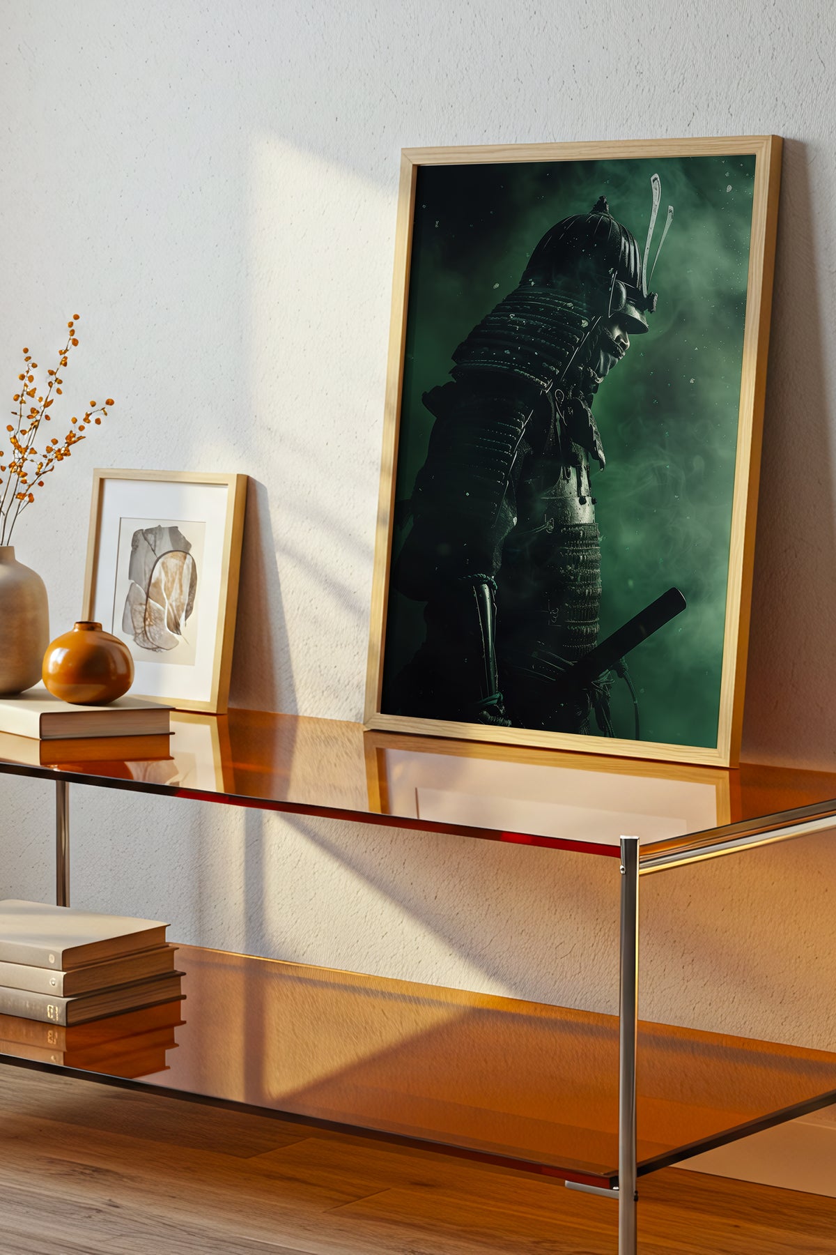 Emerald Shadow Samurai Print - Jade Mist Shogun Poster | Samurai Legacy