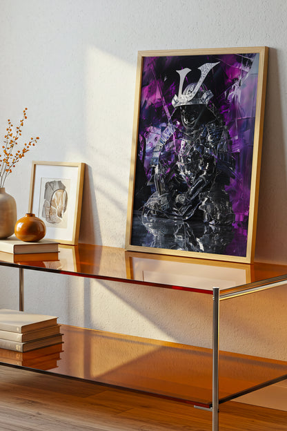 Chrome Prism Samurai Print - Violet Metallic Reflection Poster | Samurai Legacy