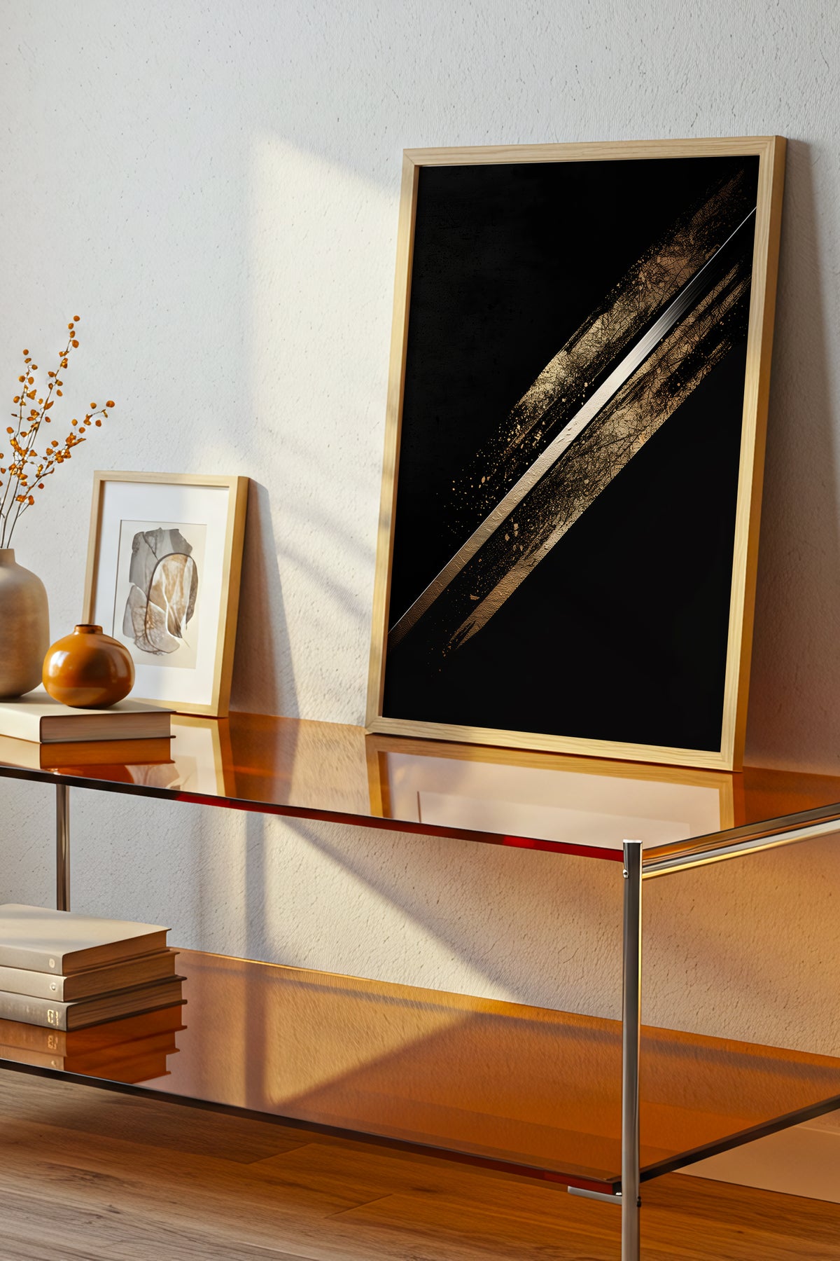 Katana Blade Gold Leaf Print - Minimalist Sword Poster | Samurai Legacy