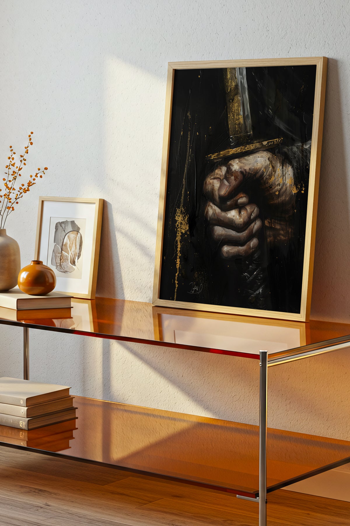 Katana Sword Hand Gold Art Print - Oil Painting style | Samurai Legacy