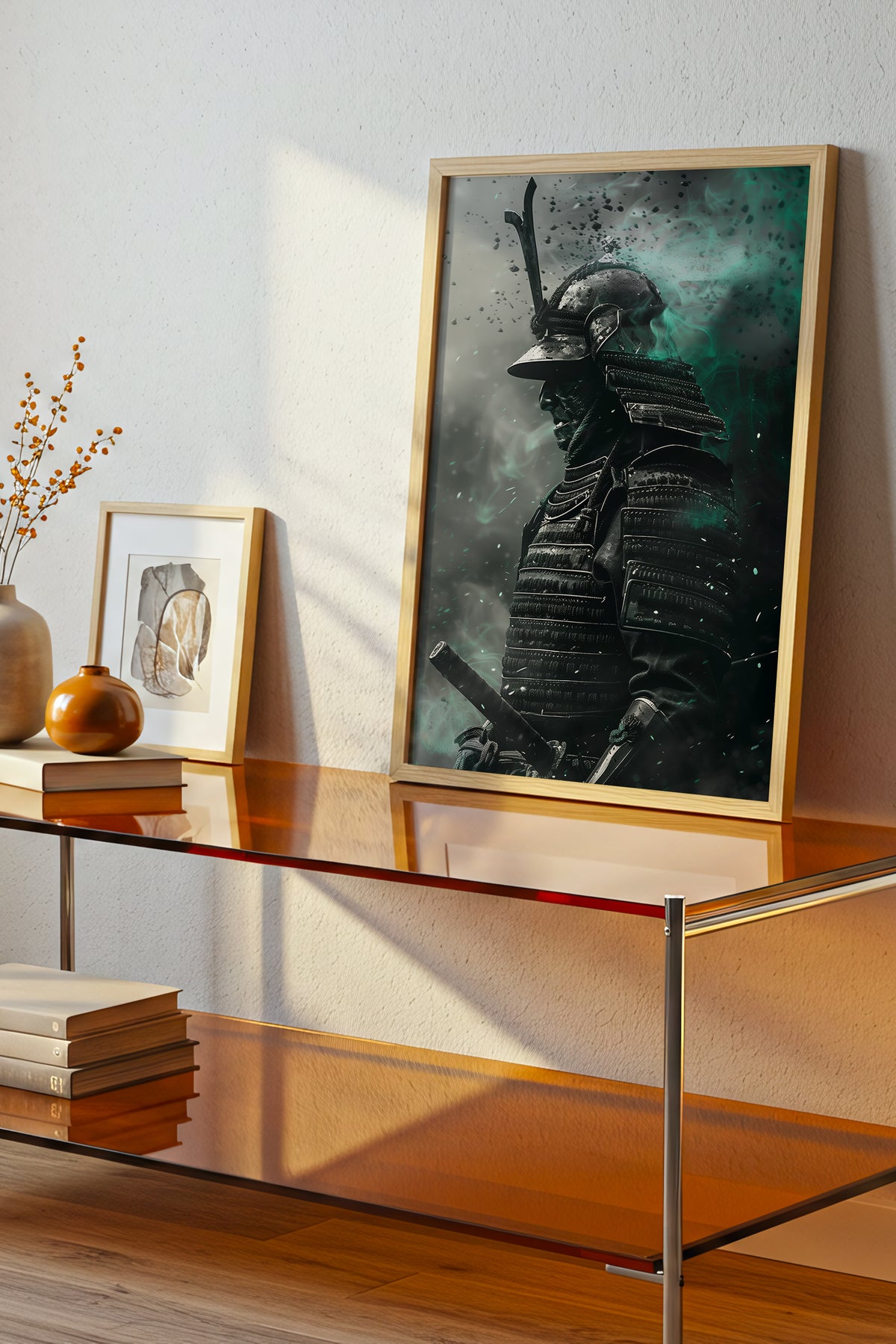 Emerald Ember Samurai Print - Dark Jade Aura Poster | Samurai Legacy