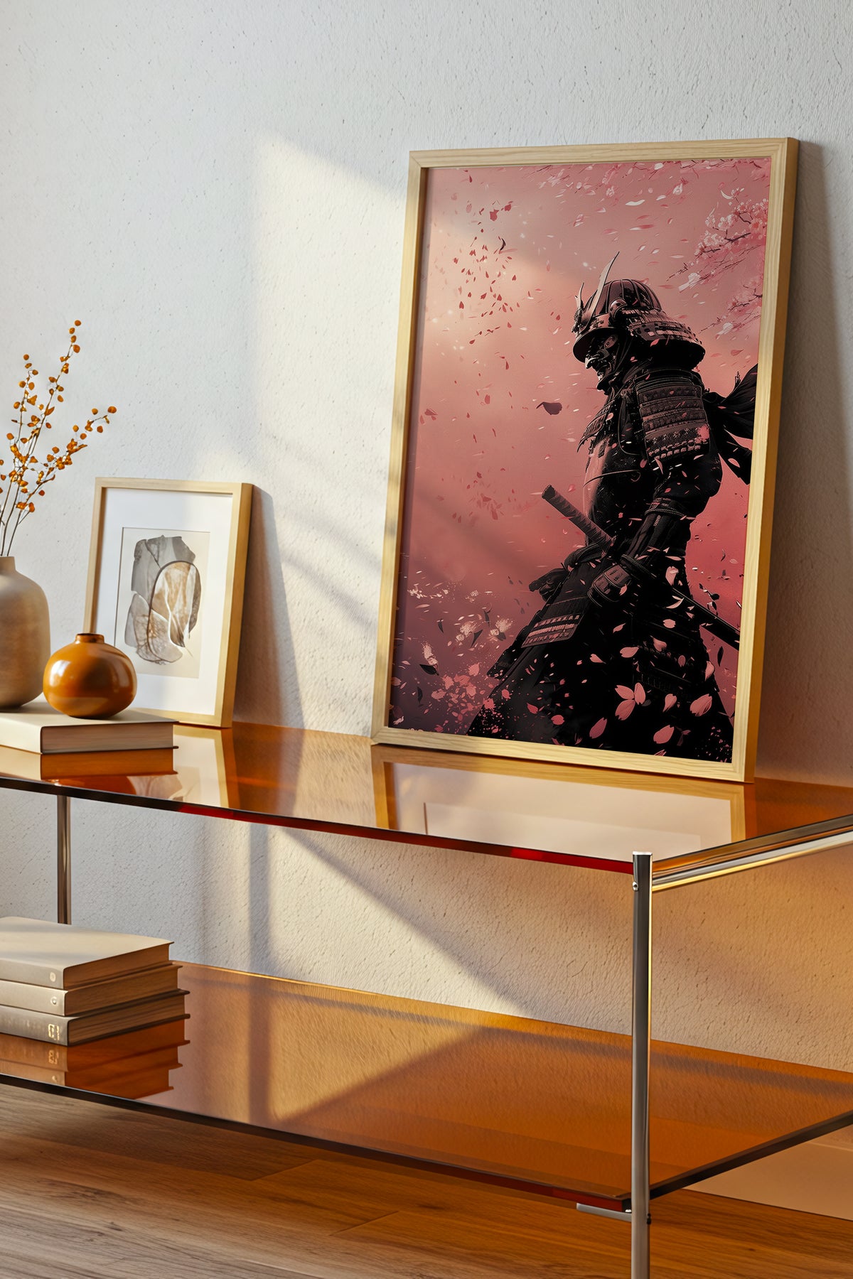 Cherry Blossom Samurai Print - Sakura Petal Pink Poster | Samurai Legacy
