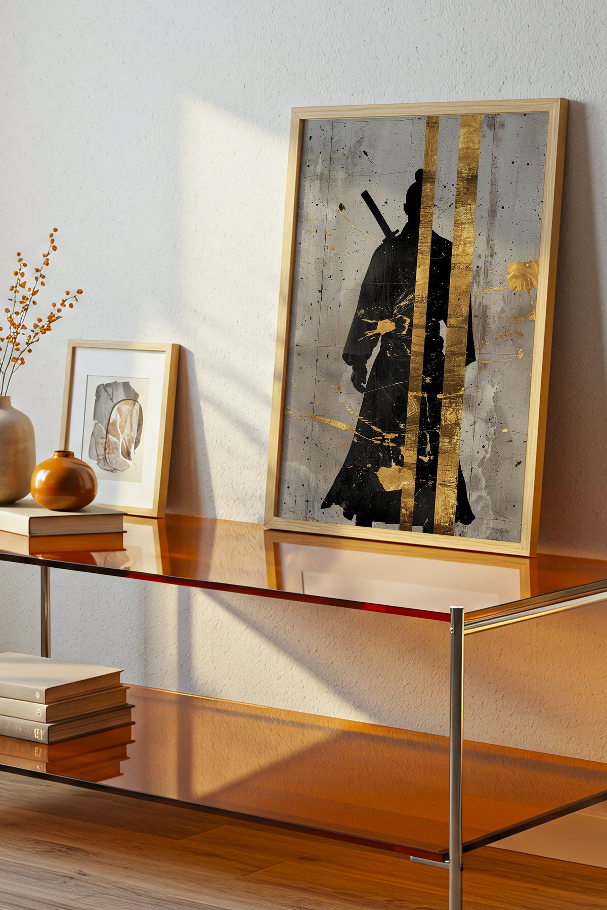 Gold Leaf Samurai Print - Abstract Japanese Art Poster | Samurai Legacy
