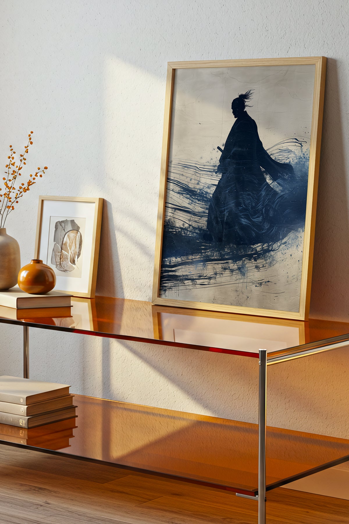 Walking Samurai Silhouette Art Print - Indigo Ink Movement | Samurai Legacy