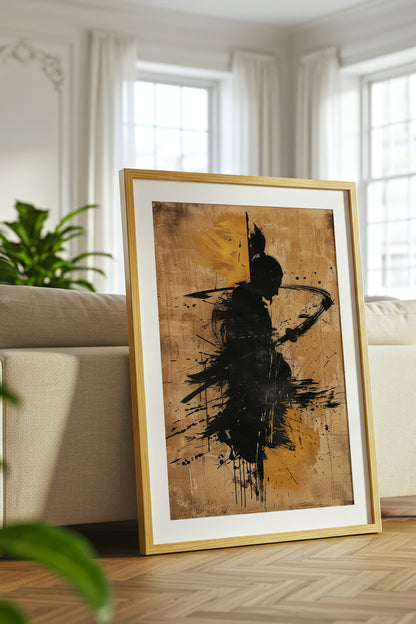 Gold Leaf Calligraphy Samurai Print - Sumi Art Poster | Samurai Legacy
