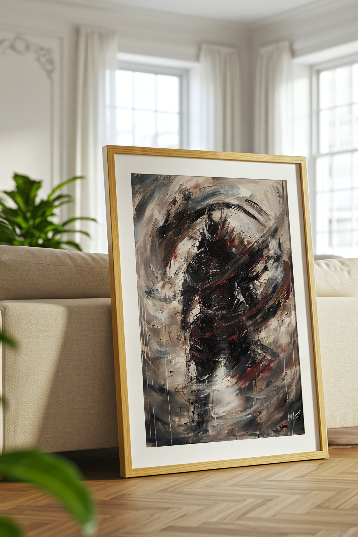 Vortex Samurai Armor Print - Impasto Oil Art Poster | Samurai Legacy