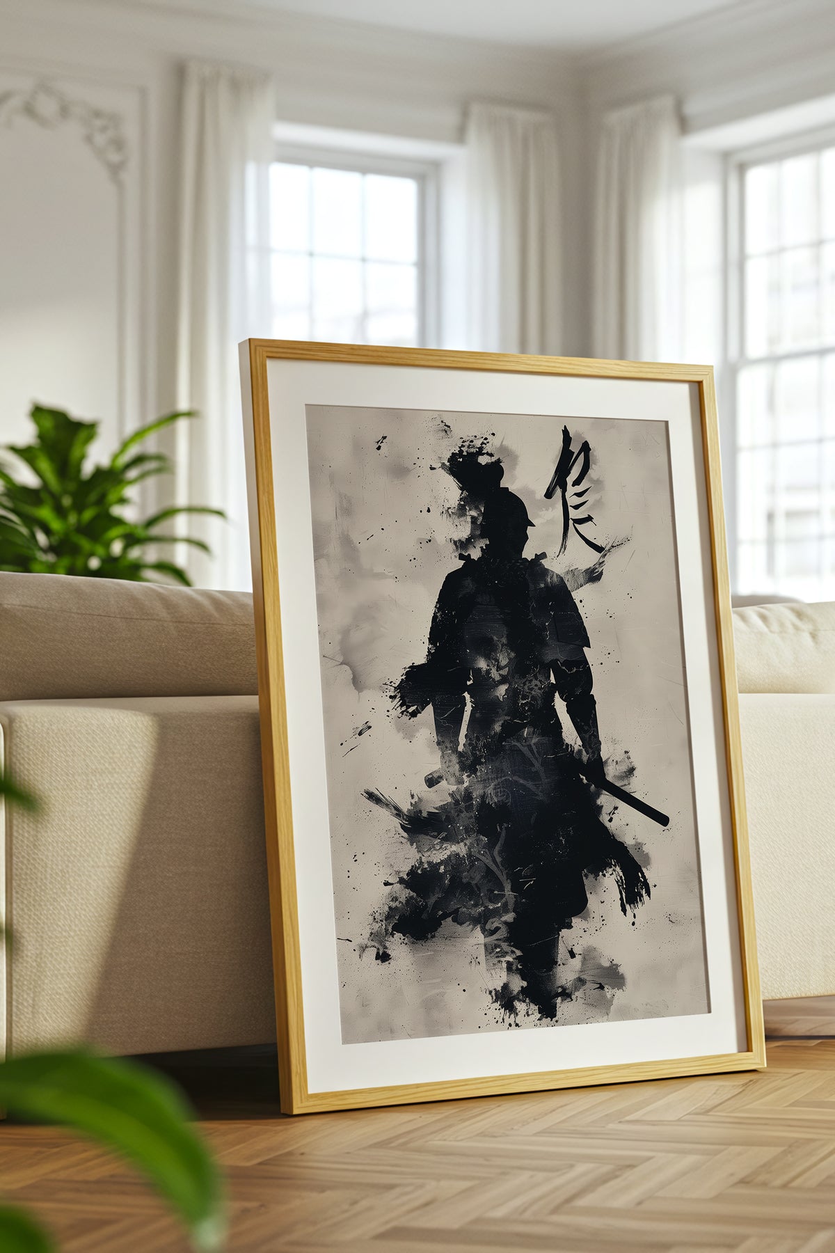 Kanji Calligraphy Samurai Print - Sumi Ink Wash Art | Samurai Legacy