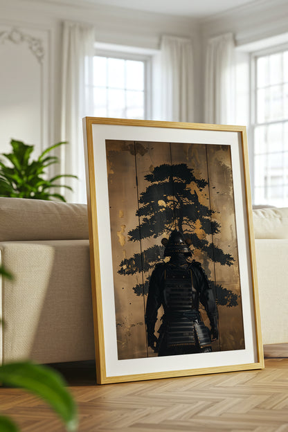 Golden Pine Samurai Screen Print - Folding Screen Art | Samurai Legacy