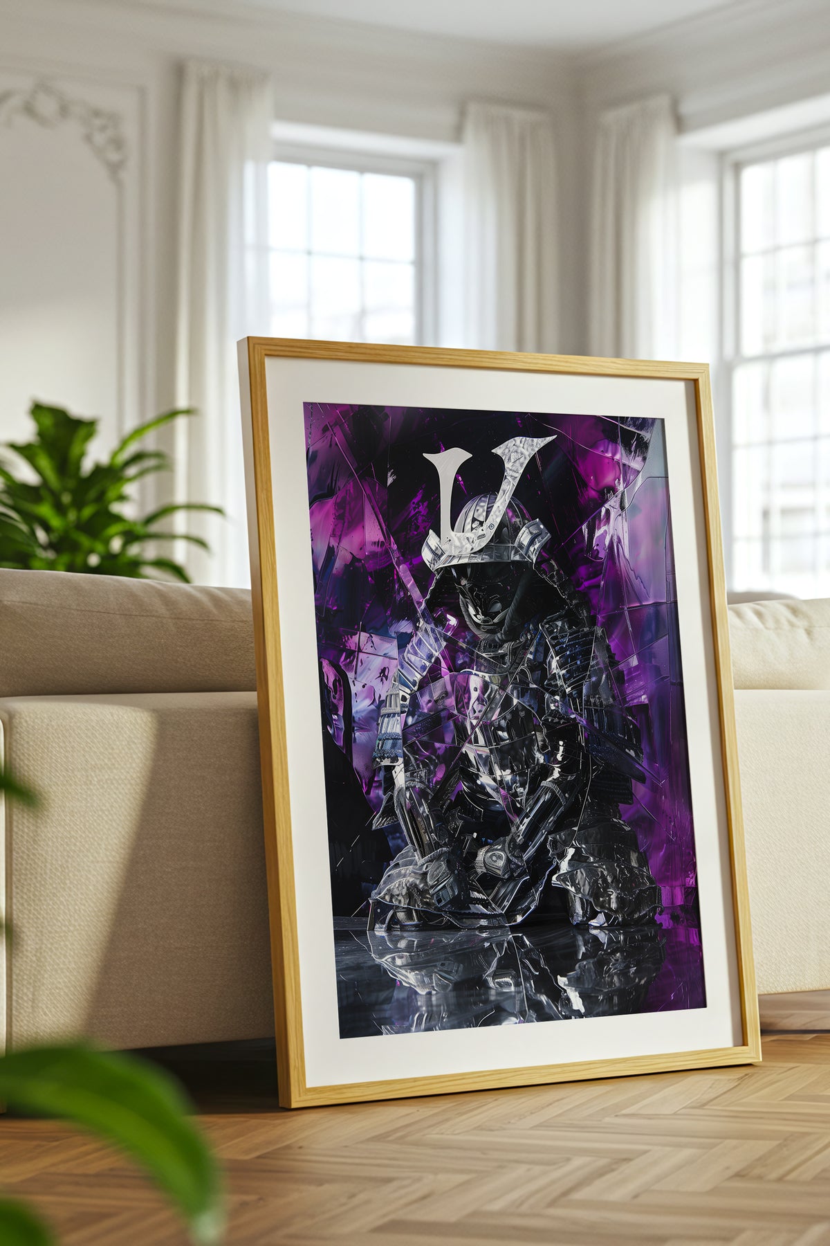 Chrome Prism Samurai Print - Violet Metallic Reflection Poster | Samurai Legacy