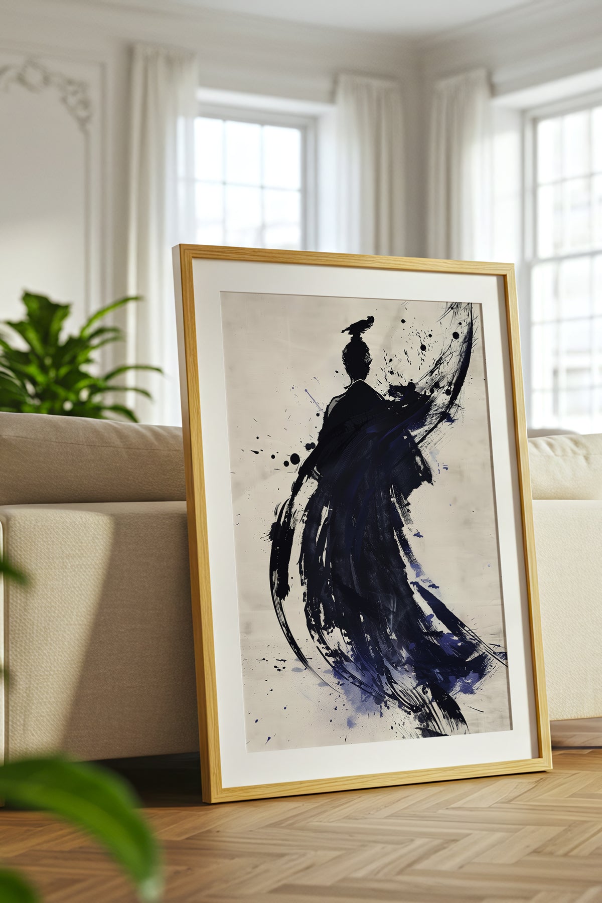 Sumi-e Crow Samurai Print - Ink Wash Brushstroke Poster | Samurai Legacy