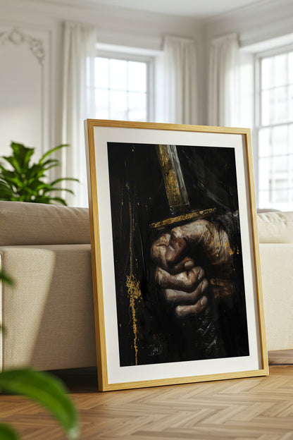 Katana Sword Hand Gold Art Print - Oil Painting style | Samurai Legacy