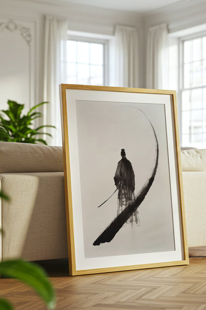Enso Crescent Samurai Print - Minimalist Ink Poster | Samurai Legacy