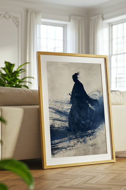 Walking Samurai Silhouette Art Print - Indigo Ink Movement | Samurai Legacy
