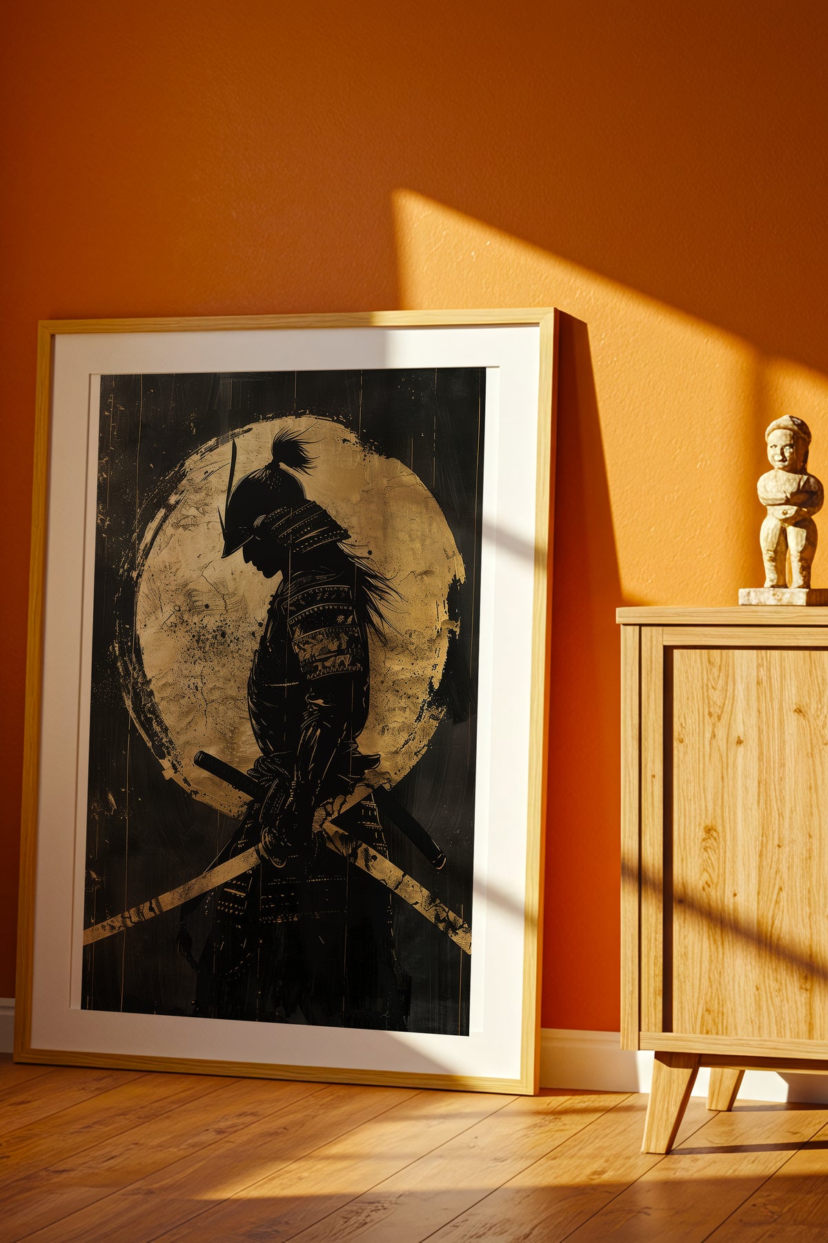 Gold Leaf Dual Katana Samurai Print - Obsidian Art | Samurai Legacy
