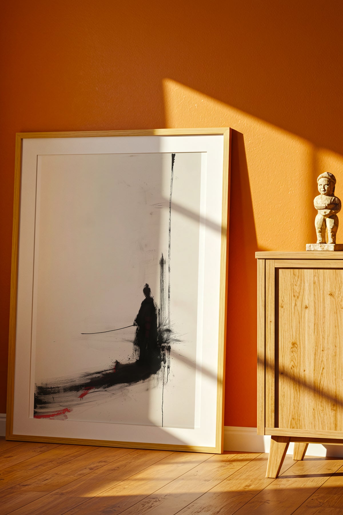 Minimalist Ink Samurai Print - Zen Solitary Art Poster | Samurai Legacy