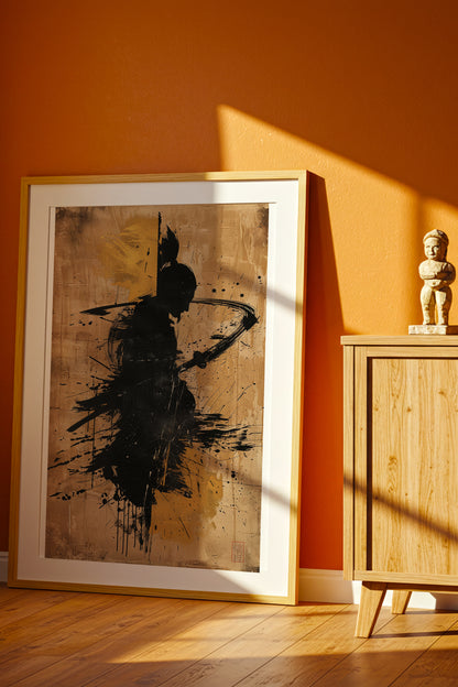Gold Leaf Calligraphy Samurai Print - Sumi Art Poster | Samurai Legacy