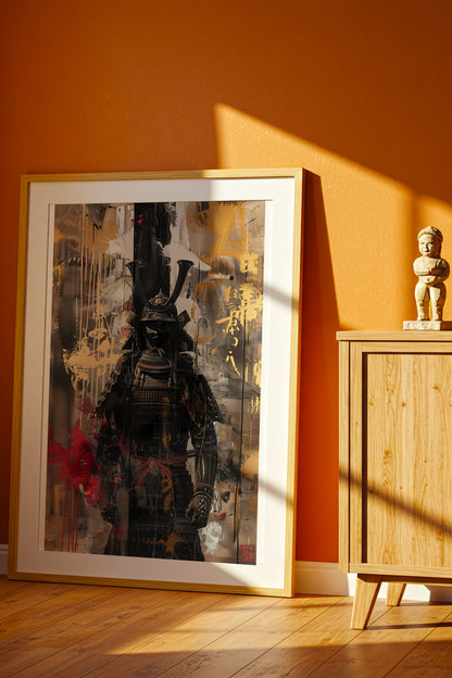 Gold Leaf Street Samurai Print - Mixed Media Poster | Samurai Legacy