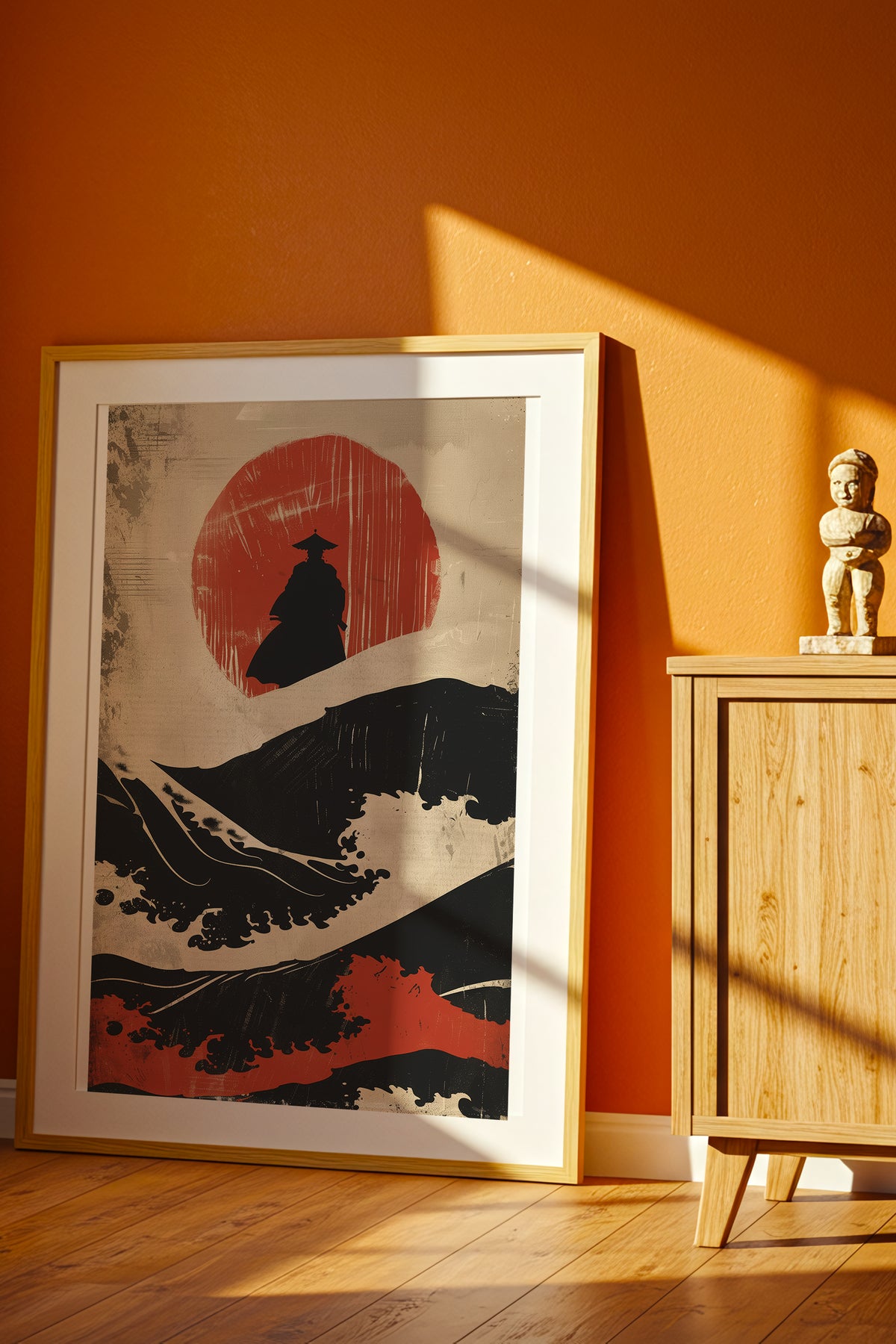 Great Wave Samurai Silhouette Print - Woodblock Art | Samurai Legacy