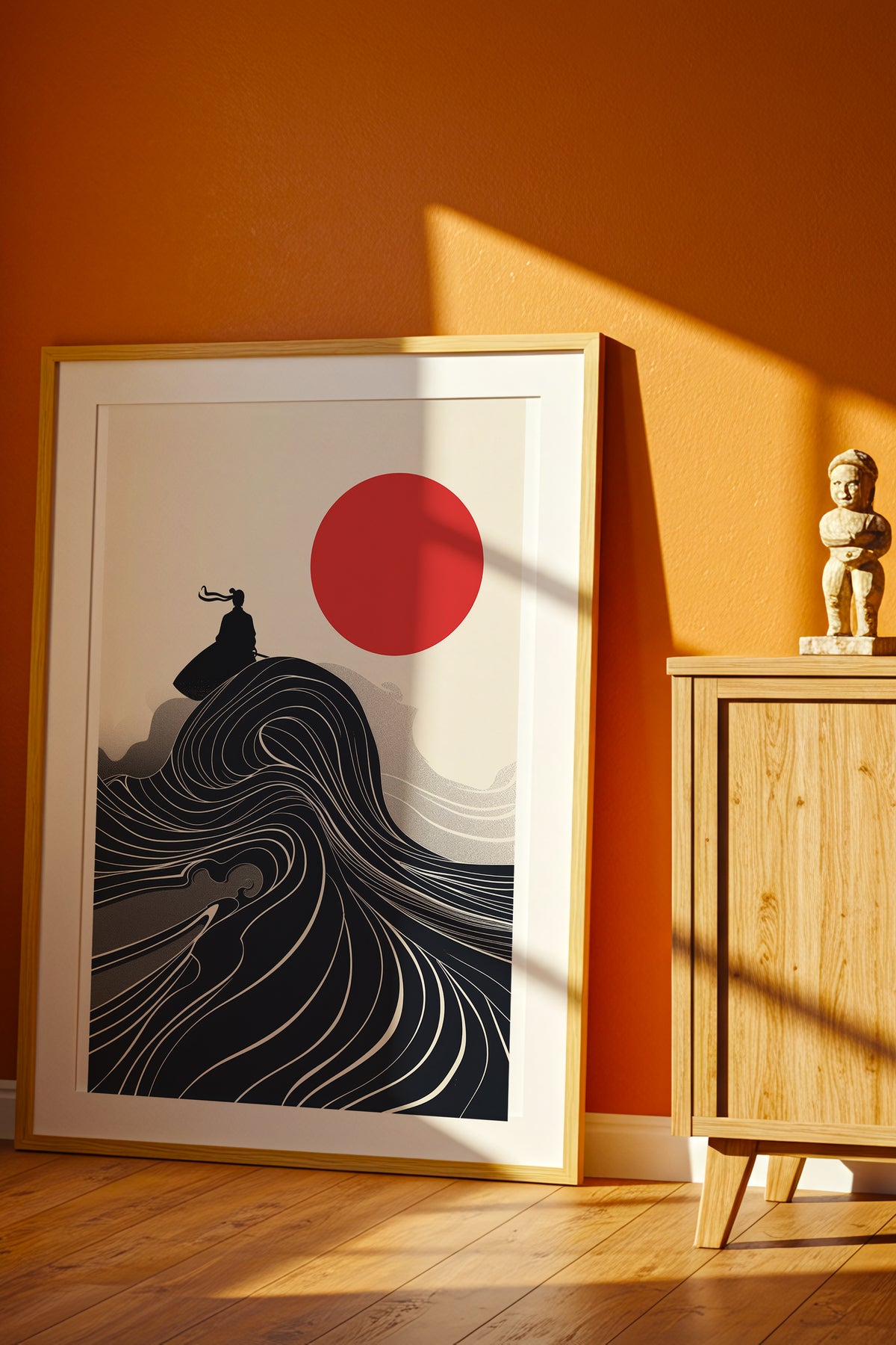 Flowing Wave Samurai Silhouette Print - Ukiyo-e Art | Samurai Legacy