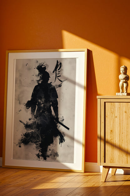 Kanji Calligraphy Samurai Print - Sumi Ink Wash Art | Samurai Legacy