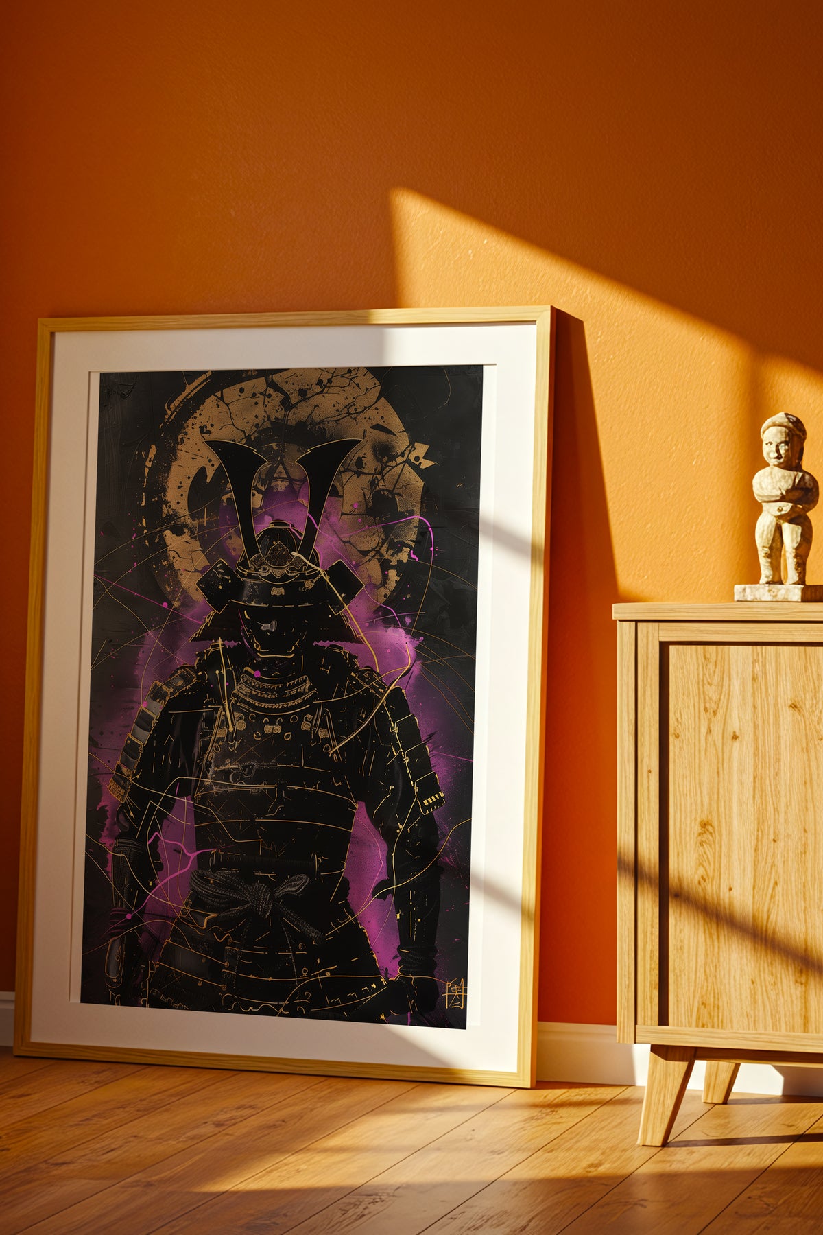 Neon Purple Samurai Print - Cyberpunk Shogun Art | Samurai Legacy
