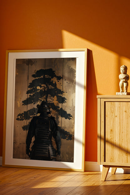 Golden Pine Samurai Screen Print - Folding Screen Art | Samurai Legacy