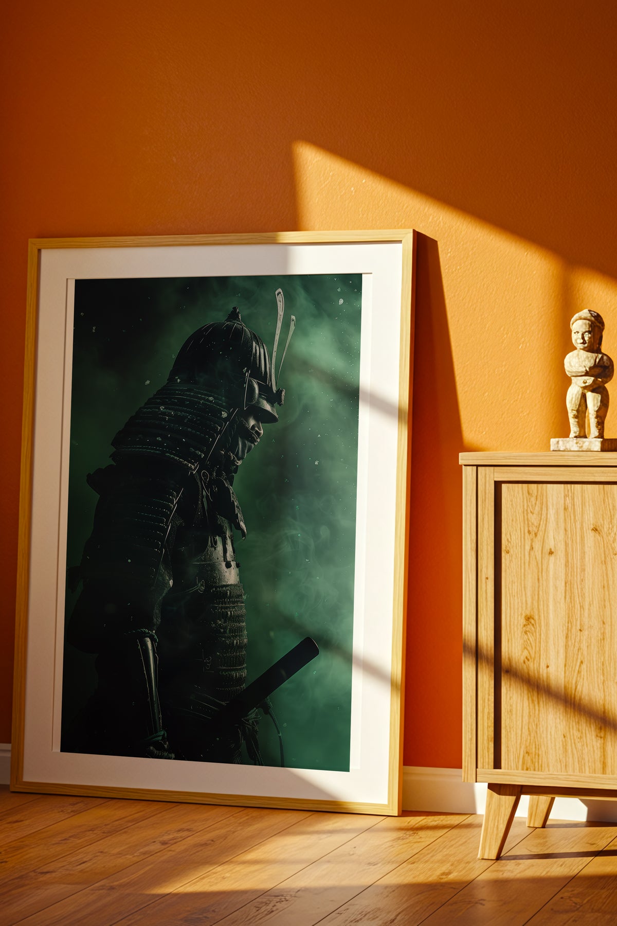 Emerald Shadow Samurai Print - Jade Mist Shogun Poster | Samurai Legacy