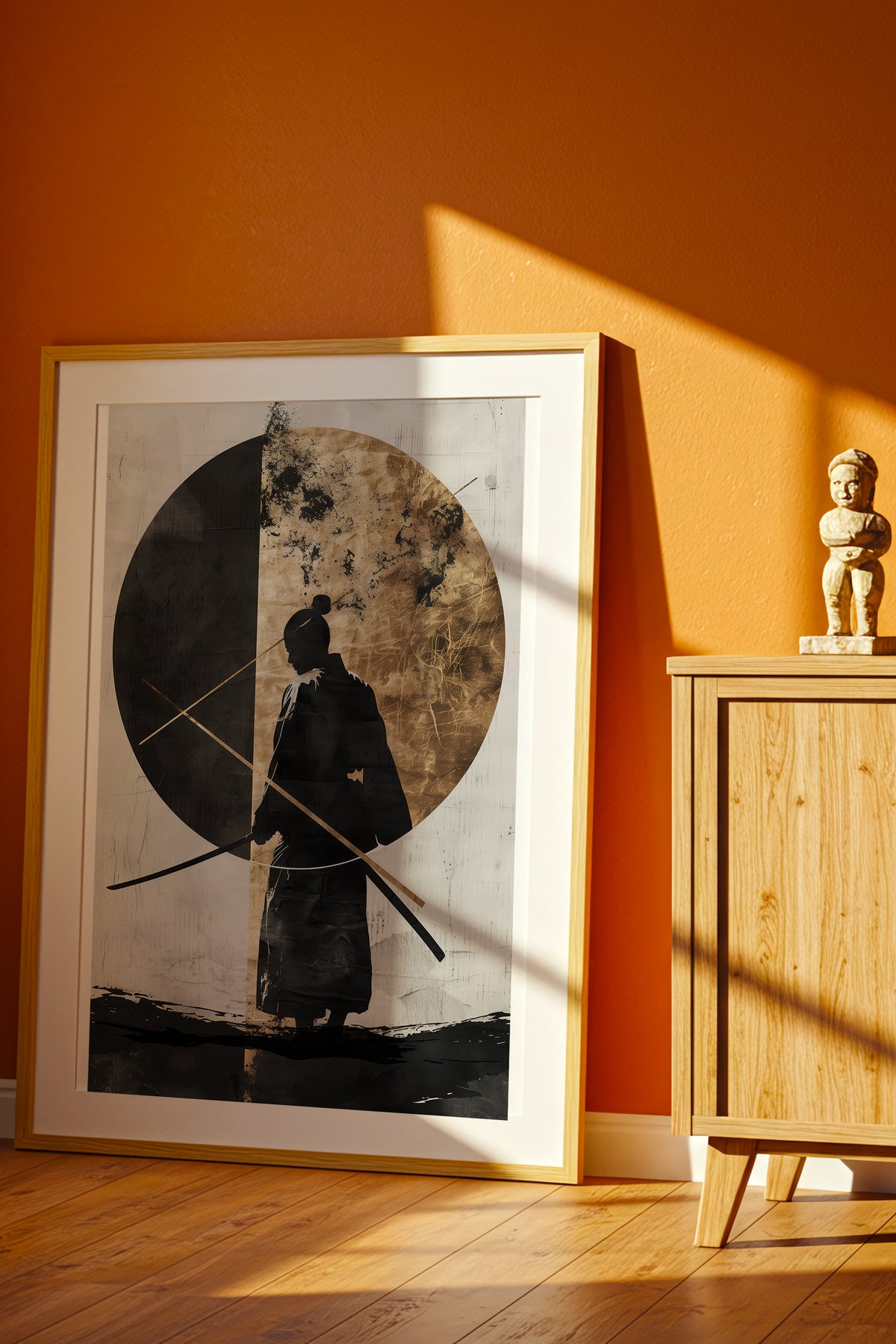 Dual Gold Sphere Samurai Print - Zen Minimalist Poster | Samurai Legacy